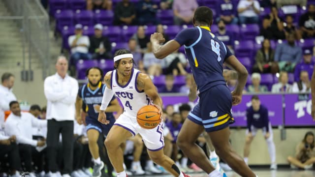 TCU men's basketball guard Jameer Nelson Jr versus Southern on November 6, 2023.